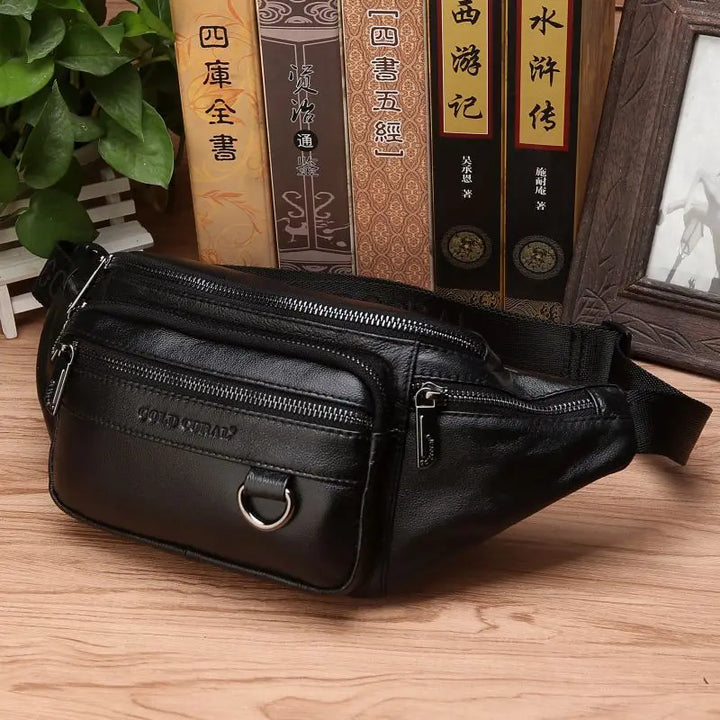 Kalsten | Genuine Cowhide Leather Waist Bag for Men – Large Capacity Fanny Pack, Belt & Crossbody Travel Bag