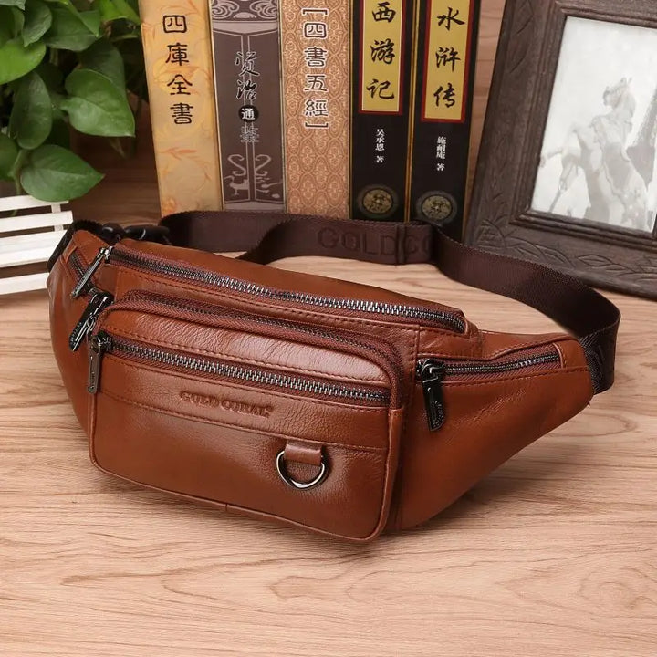Kalsten | Genuine Cowhide Leather Waist Bag for Men – Large Capacity Fanny Pack, Belt & Crossbody Travel Bag