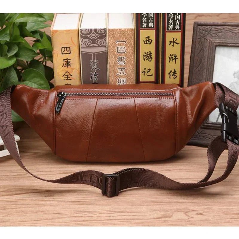 Kalsten | Genuine Cowhide Leather Waist Bag for Men – Large Capacity Fanny Pack, Belt & Crossbody Travel Bag