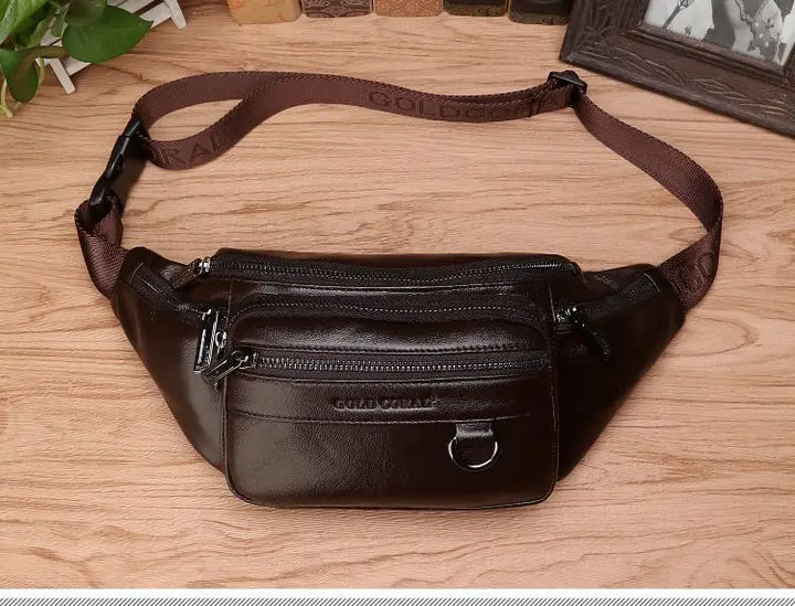 Kalsten | Genuine Cowhide Leather Waist Bag for Men – Large Capacity Fanny Pack, Belt & Crossbody Travel Bag