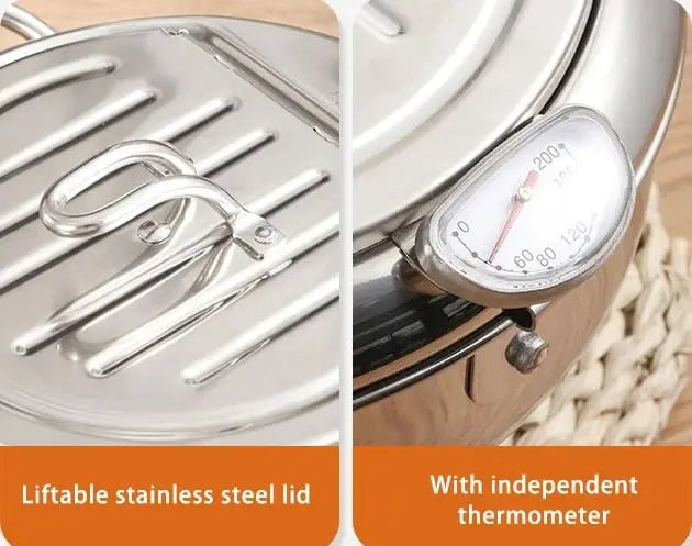 Kalsten | Stainless Steel Frying Pan with Thermometer & Draining Rack
