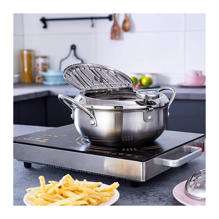 Kalsten | Stainless Steel Frying Pan with Thermometer & Draining Rack