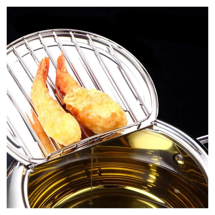 Kalsten | Stainless Steel Frying Pan with Thermometer & Draining Rack