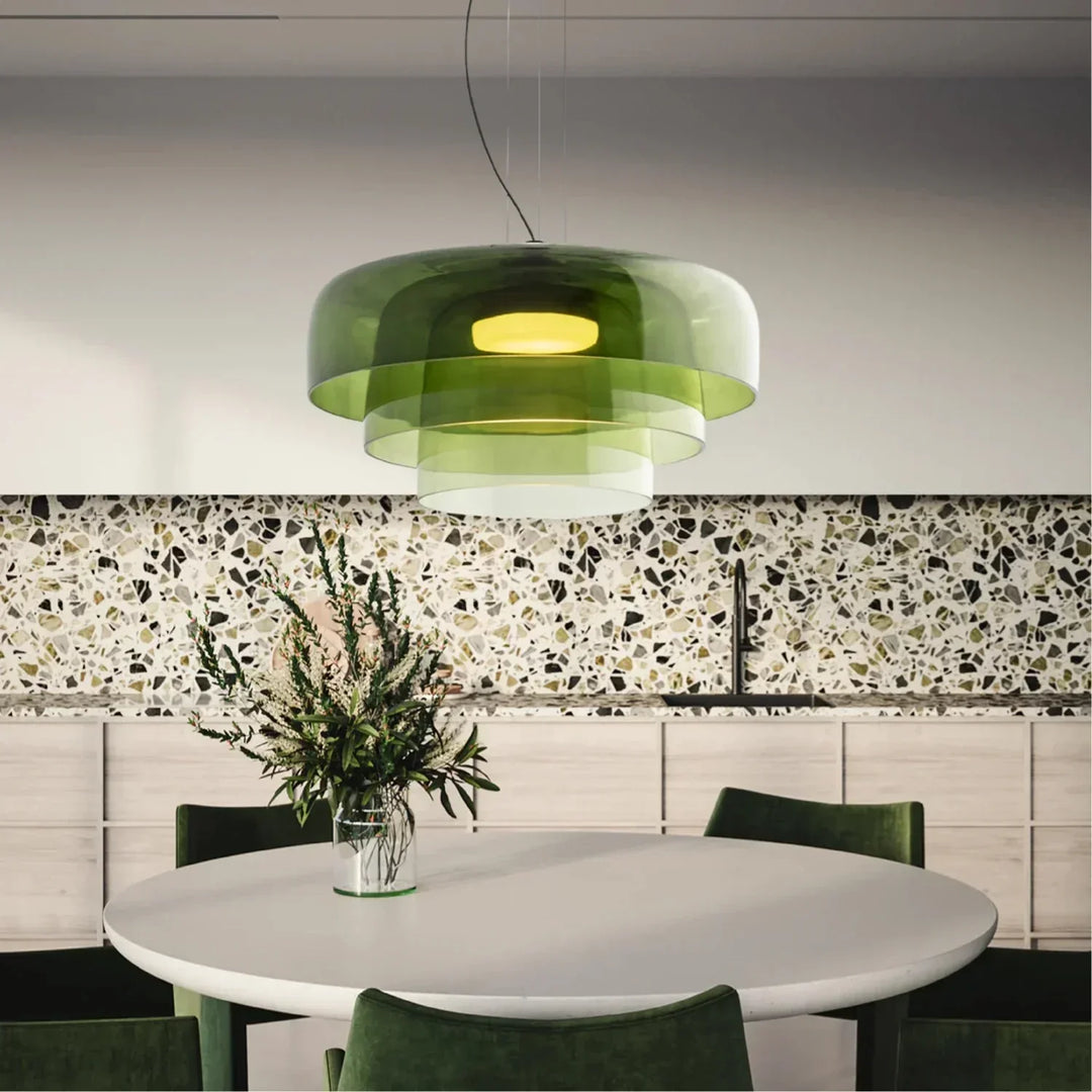 Pendant Light Glass Bowl 10 in Adjustable Dining Room Lounge Hanging Lamp Artistic Ambient Lighting | Kalsten