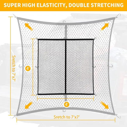 Elastic luggage net with robust carabiners