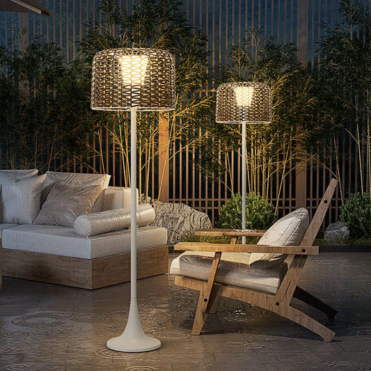 Solar Rattan Outdoor Patio Floor Lamp
