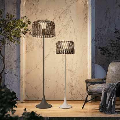 Solar Rattan Outdoor Patio Floor Lamp