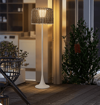 Solar Rattan Outdoor Patio Floor Lamp