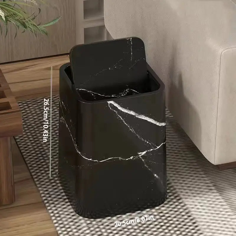 Kalsten | Elegant trash can in marble design with swing lid