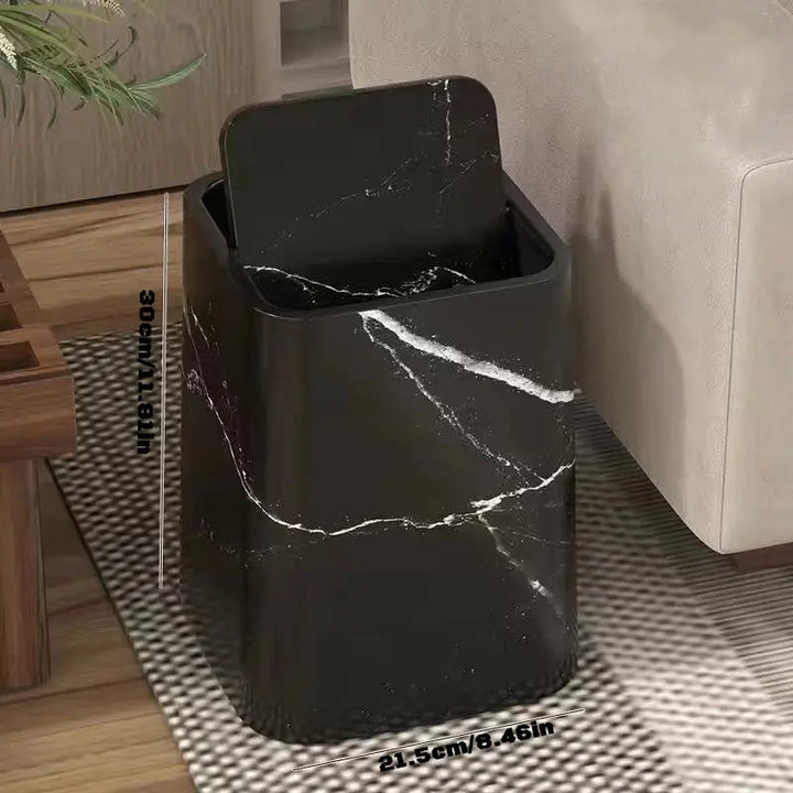 Kalsten | Elegant trash can in marble design with swing lid