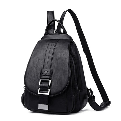 Women's Leather Backpack with Anti-Theft Compartment and Compact Design | Skanto