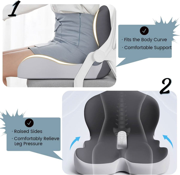 Kalsten | ErgoComfort Seat Cushion – Ergonomic Memory Foam Cushion for Back Support and Comfort
