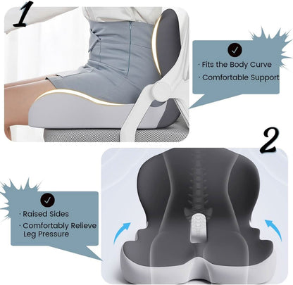 Skanto | Ergonomic Seat Cushion with Back Support for Office, Car, and Travel