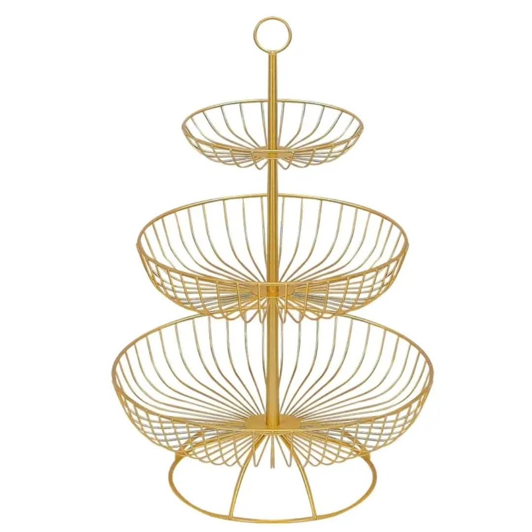 Kalsten | Luxury 3-Tier Vegetable and Fruit Rack in Gold and Black