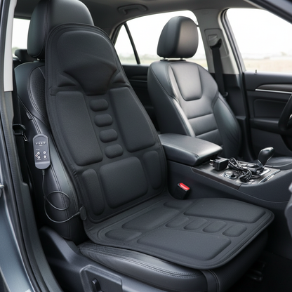 Brehn | Ergonomic Massage Seat Topper | Shiatsu & Vibration Massage for Neck, Back & Thighs | Switchable Heat Function | Incl. Car Adapter & Remote Control