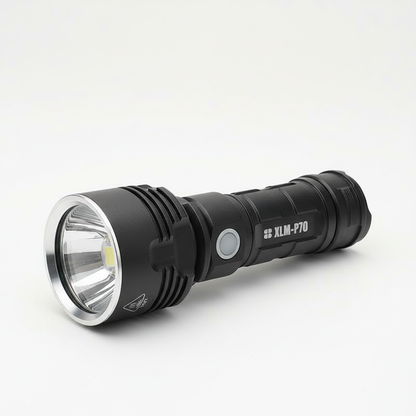 Brehn | MS18 High-Performance LED Flashlight | 100,000 Lumens | 18x Cree XHP70 2.0 LEDs | 2.3 km Range | IP56 Waterproof | OLED Status Display | Incl. Battery Pack
