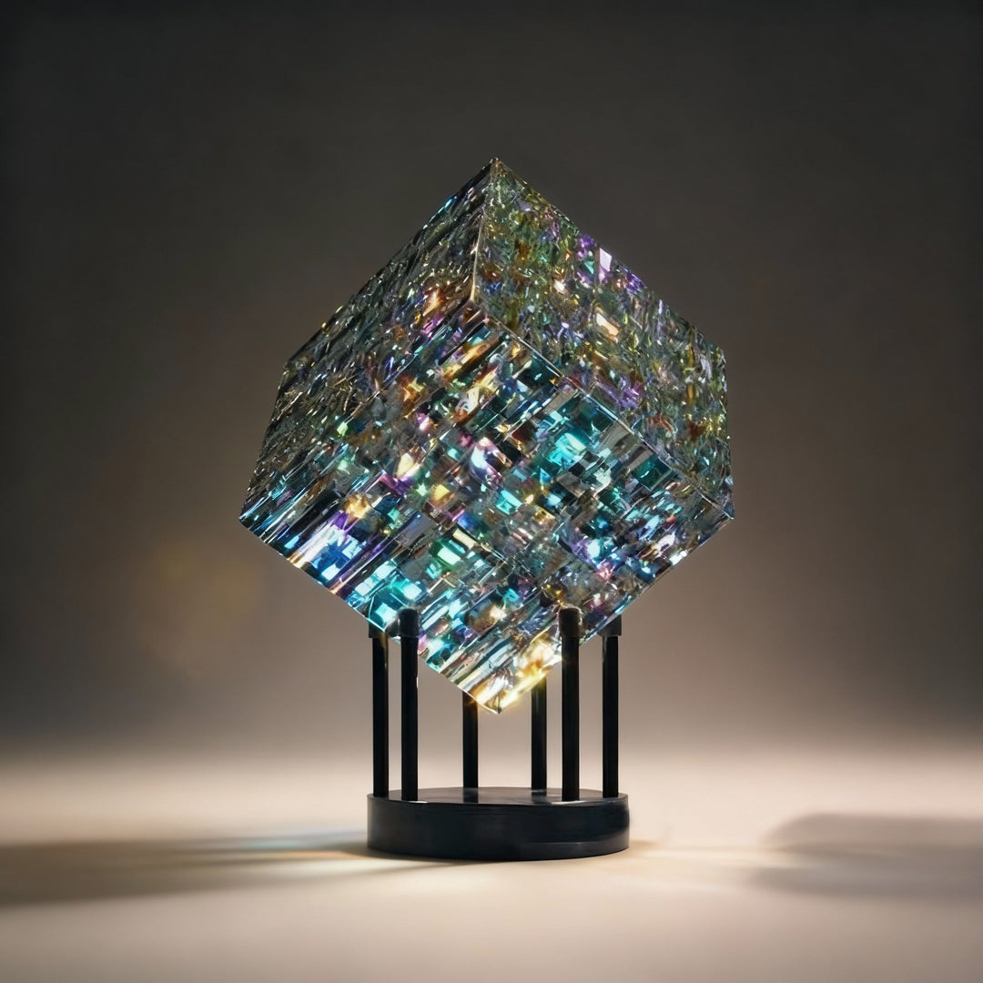 Kalsten | ChromaticCube Crystal Rainbow Refraction Art | Modern Desk Decor & Centerpiece