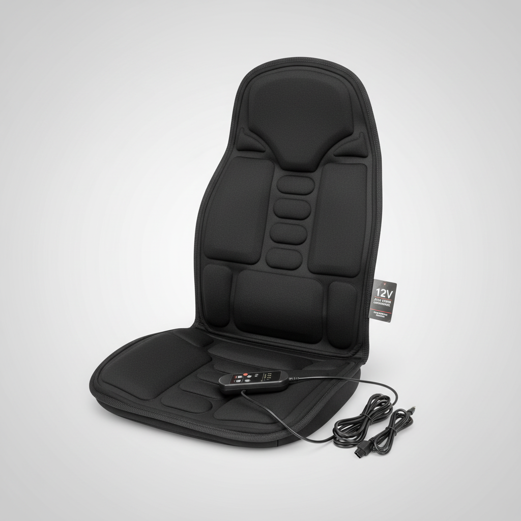 Brehn | Ergonomic Massage Seat Topper | Shiatsu & Vibration Massage for Neck, Back & Thighs | Switchable Heat Function | Incl. Car Adapter & Remote Control
