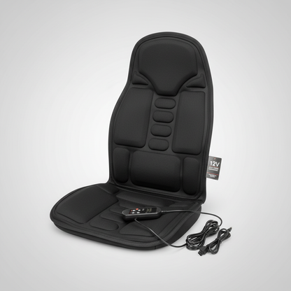 Brehn | Ergonomic Massage Seat Topper | Shiatsu & Vibration Massage for Neck, Back & Thighs | Switchable Heat Function | Incl. Car Adapter & Remote Control