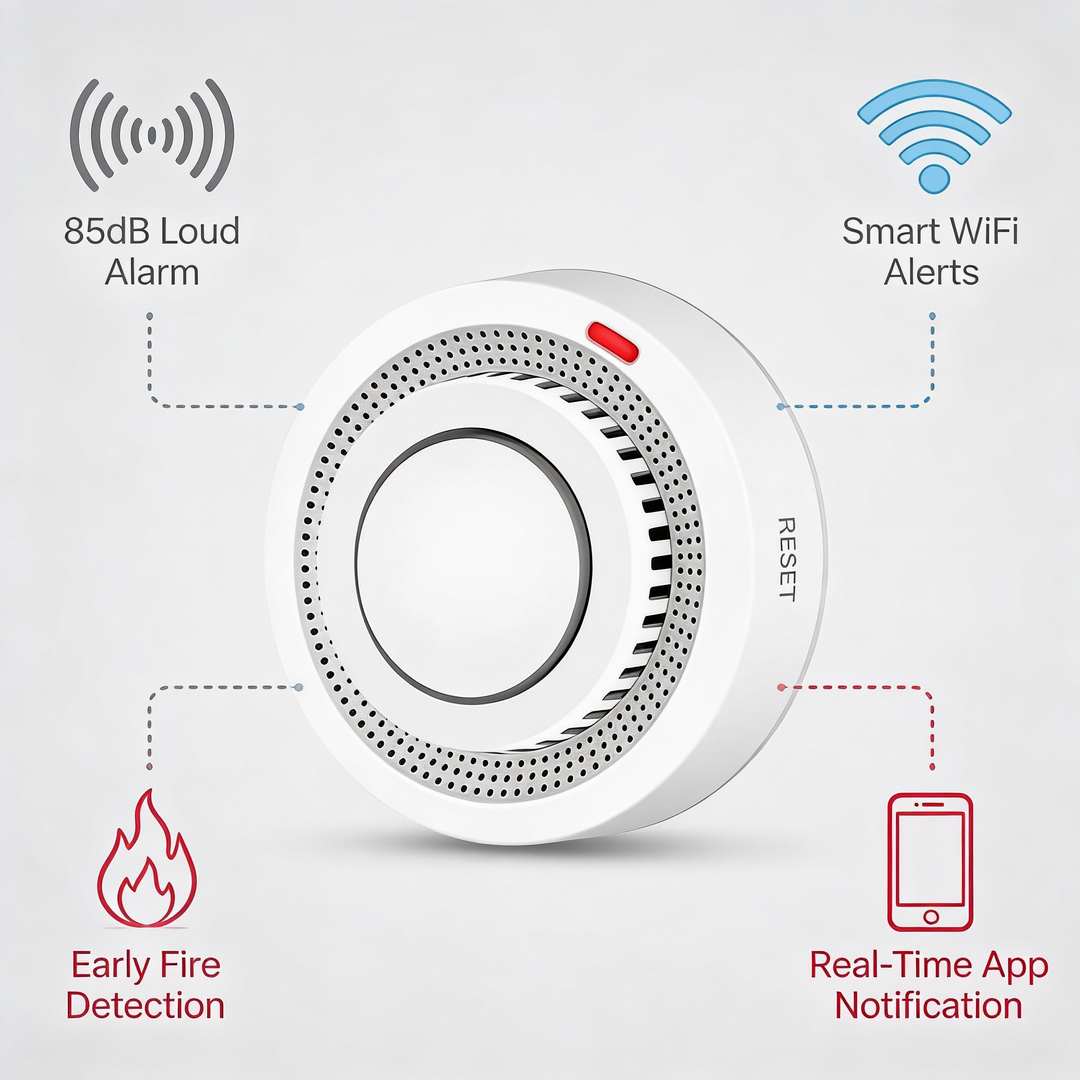 Kalsten | Smart WiFi Smoke Detector Fire Alarm 85dB – SafeSense