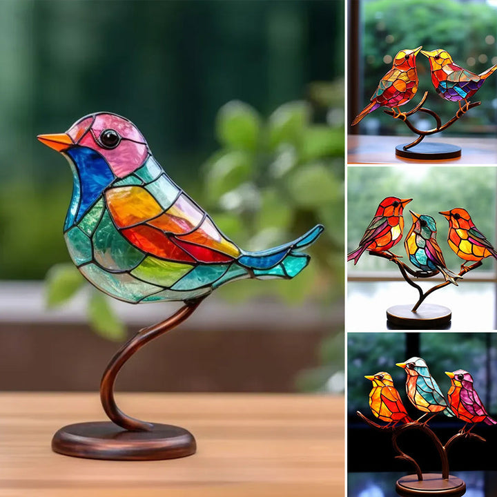 Colored Glass Ornaments Birds on Branches | Kalsten