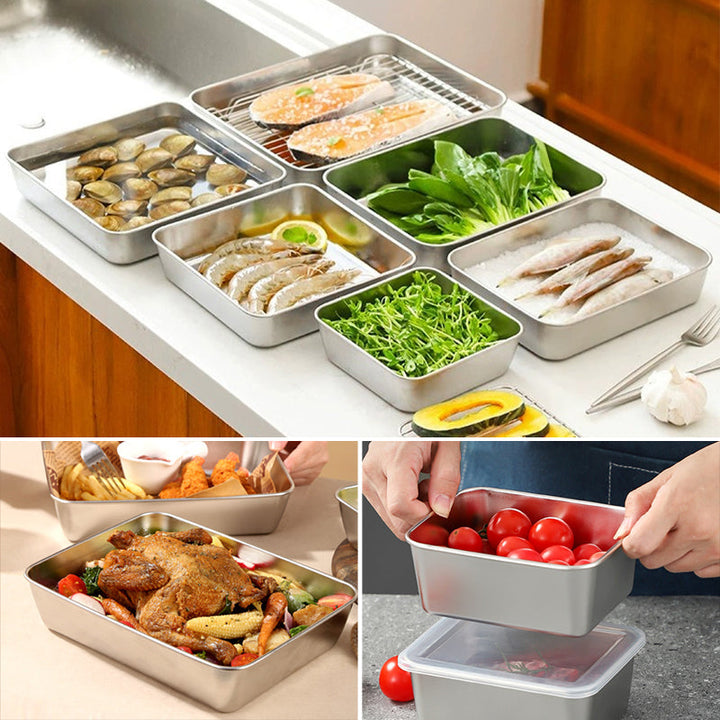 Stainless steel square plate (with lid) | Kalsten
