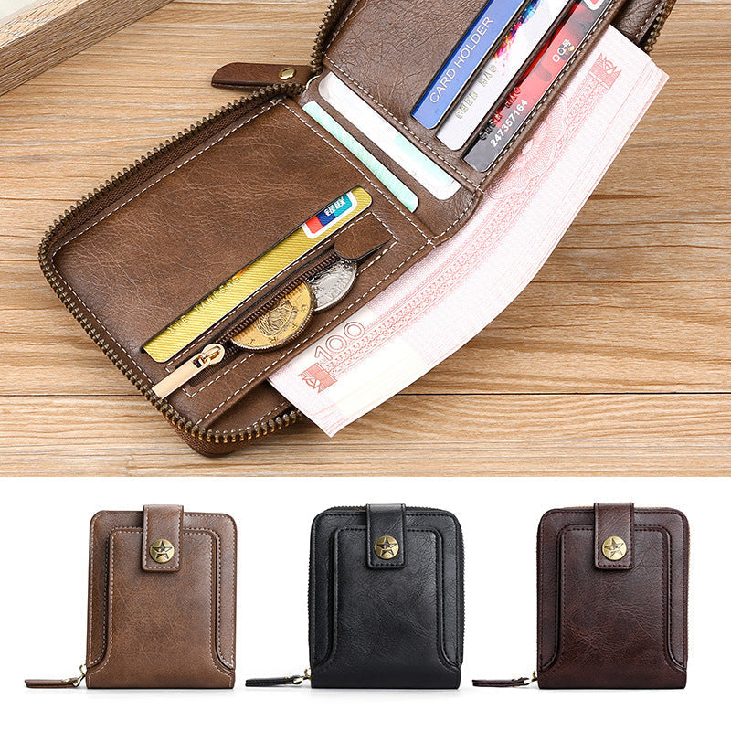 Skanto | Men's Ny Short Fashion Trend Multi-Card Horizontal Zipper Wallet