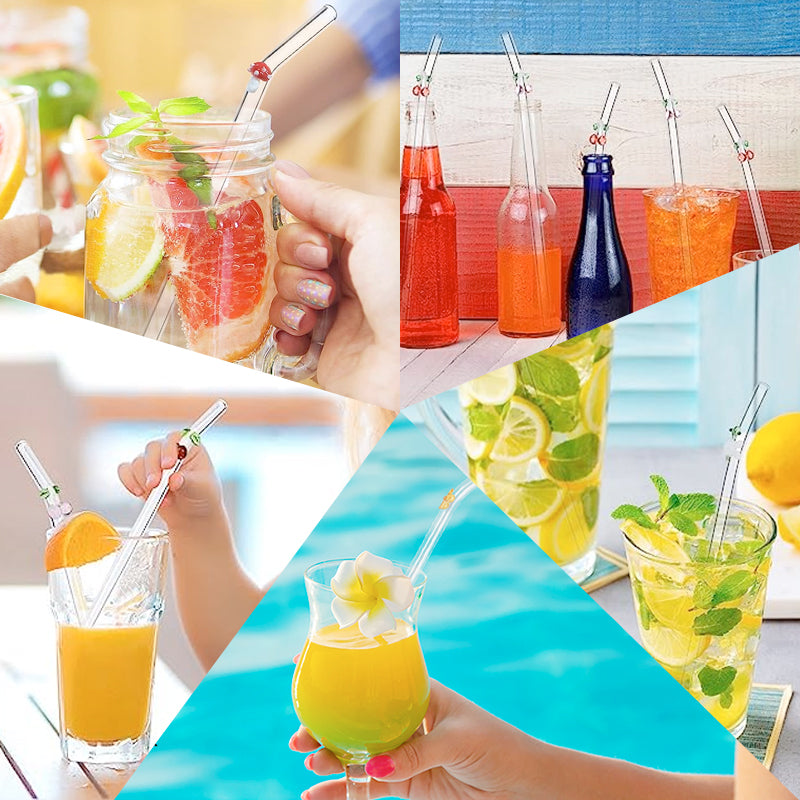 6 PCS Reusable Stained Glass Straws with Cleaning Brush | Kalsten