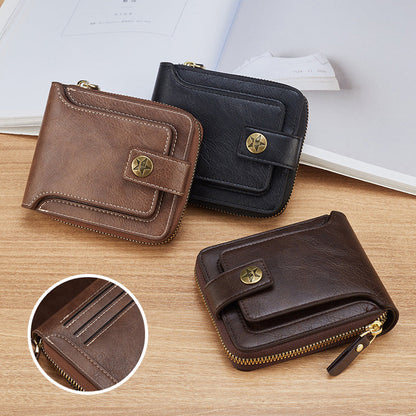 Skanto | Men's Ny Short Fashion Trend Multi-Card Horizontal Zipper Wallet