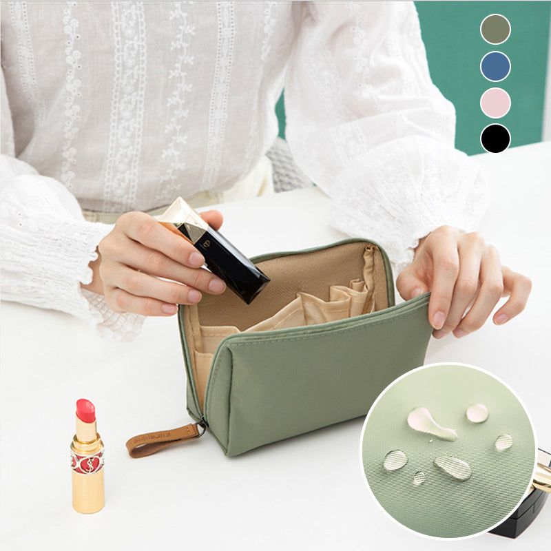 Solid color cosmetic bag with double zipper | Kalsten