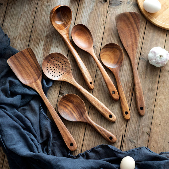 Organic Teak Wood Kitchen Utensil Set