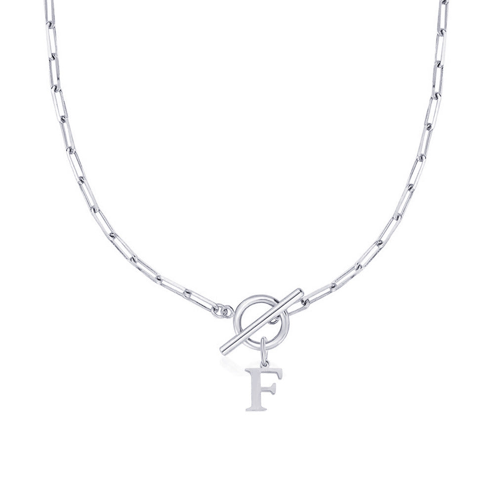 Kalsten | Paperclip Letter Initial Circle Lock Clasp Necklace