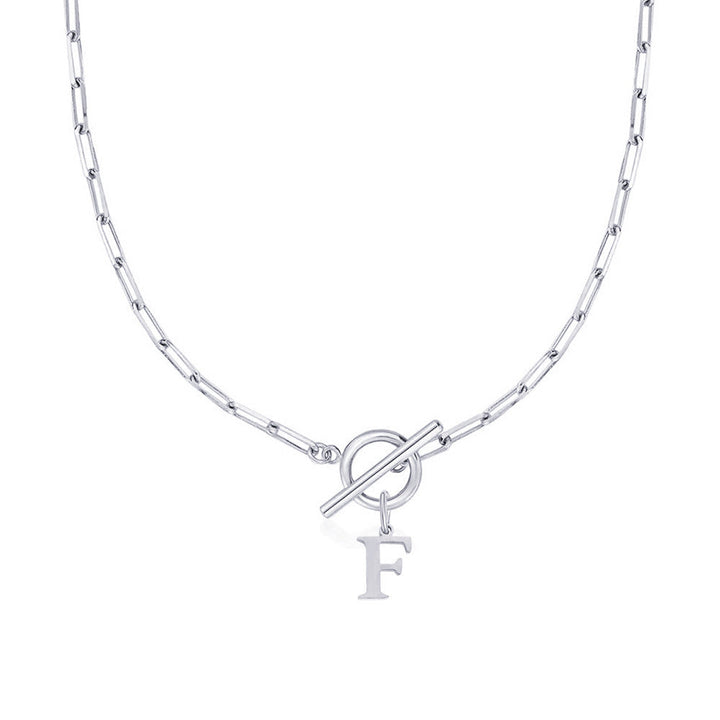 Kalsten | Paperclip Letter Initial Circle Lock Clasp Necklace