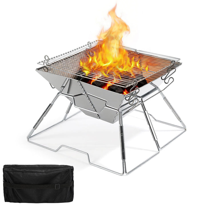 Foldable Camping Grill Stainless Steel with Height Adjustable Grill Rack | Kalsten