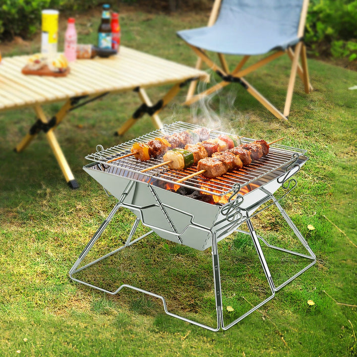Foldable Camping Grill Stainless Steel with Height Adjustable Grill Rack | Kalsten