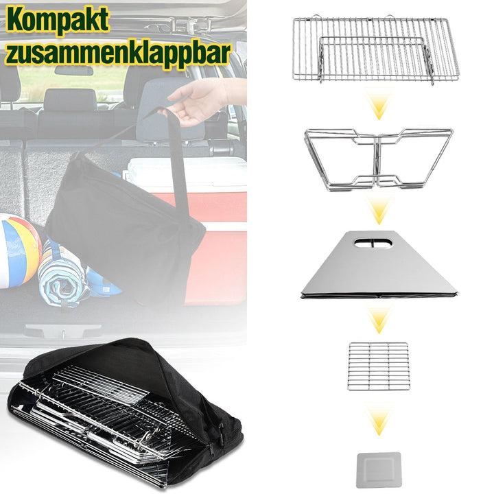 Foldable Camping Grill Stainless Steel with Height Adjustable Grill Rack | Kalsten