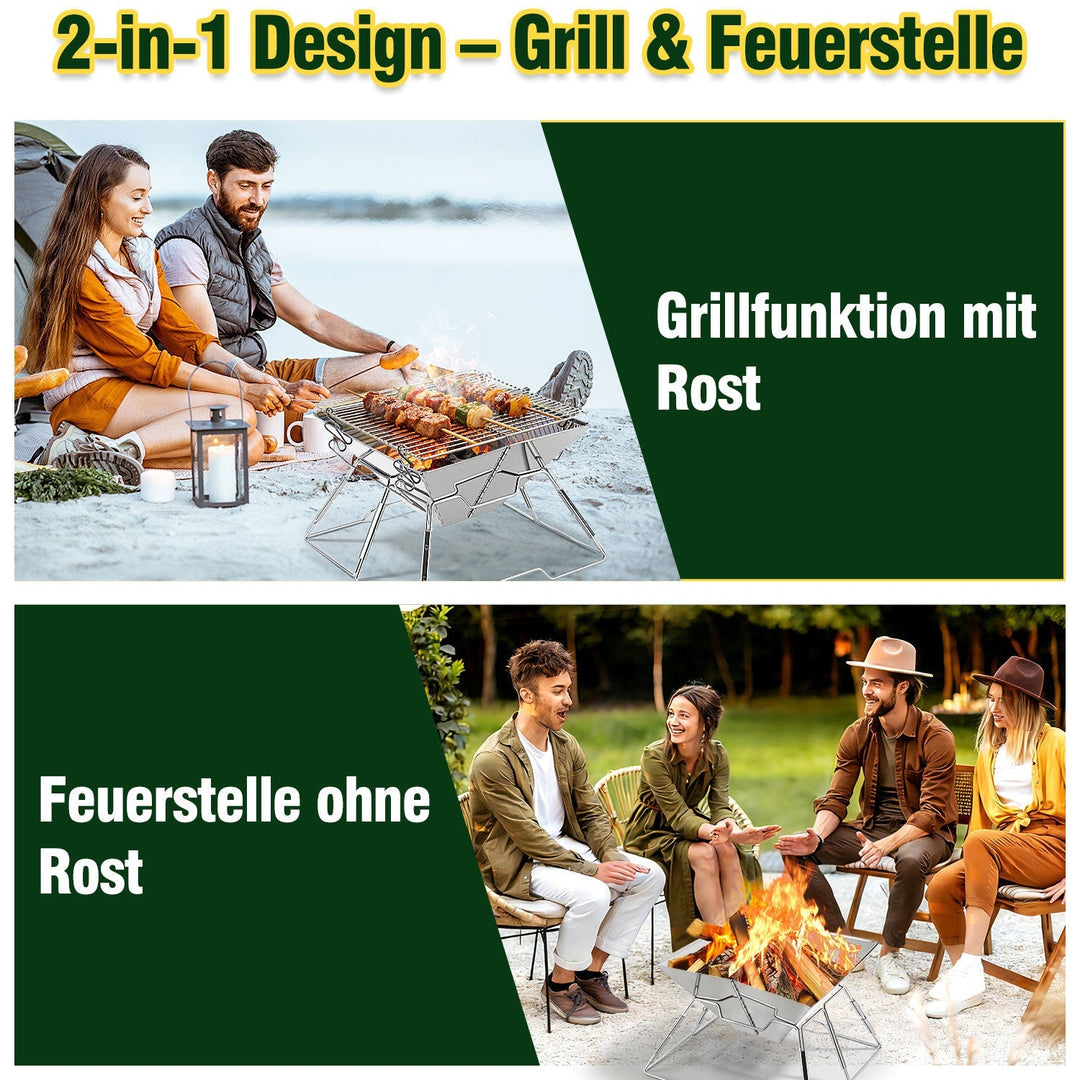 Foldable Camping Grill Stainless Steel with Height Adjustable Grill Rack | Kalsten