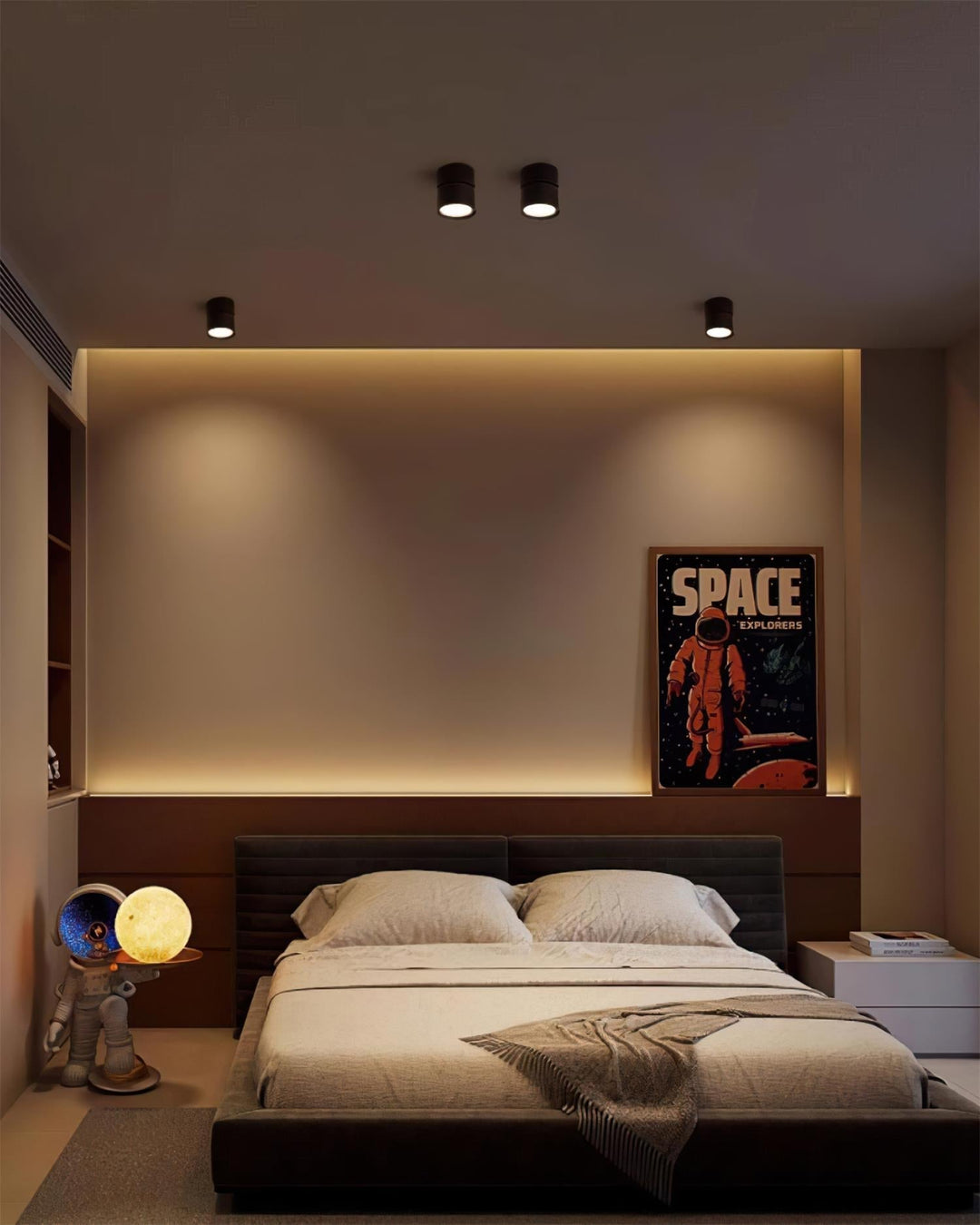 Ceiling Lamp Aluminum 3.9 in Adjustable Black White Home Gallery Spotlight Warm White 7W LED | Kalsten