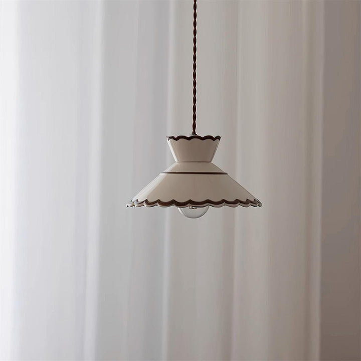 Pendant Light Ceramic 9.6 in Cream Vintage Dining Room Kitchen Island Hanging Ceiling Lamp | Kalsten