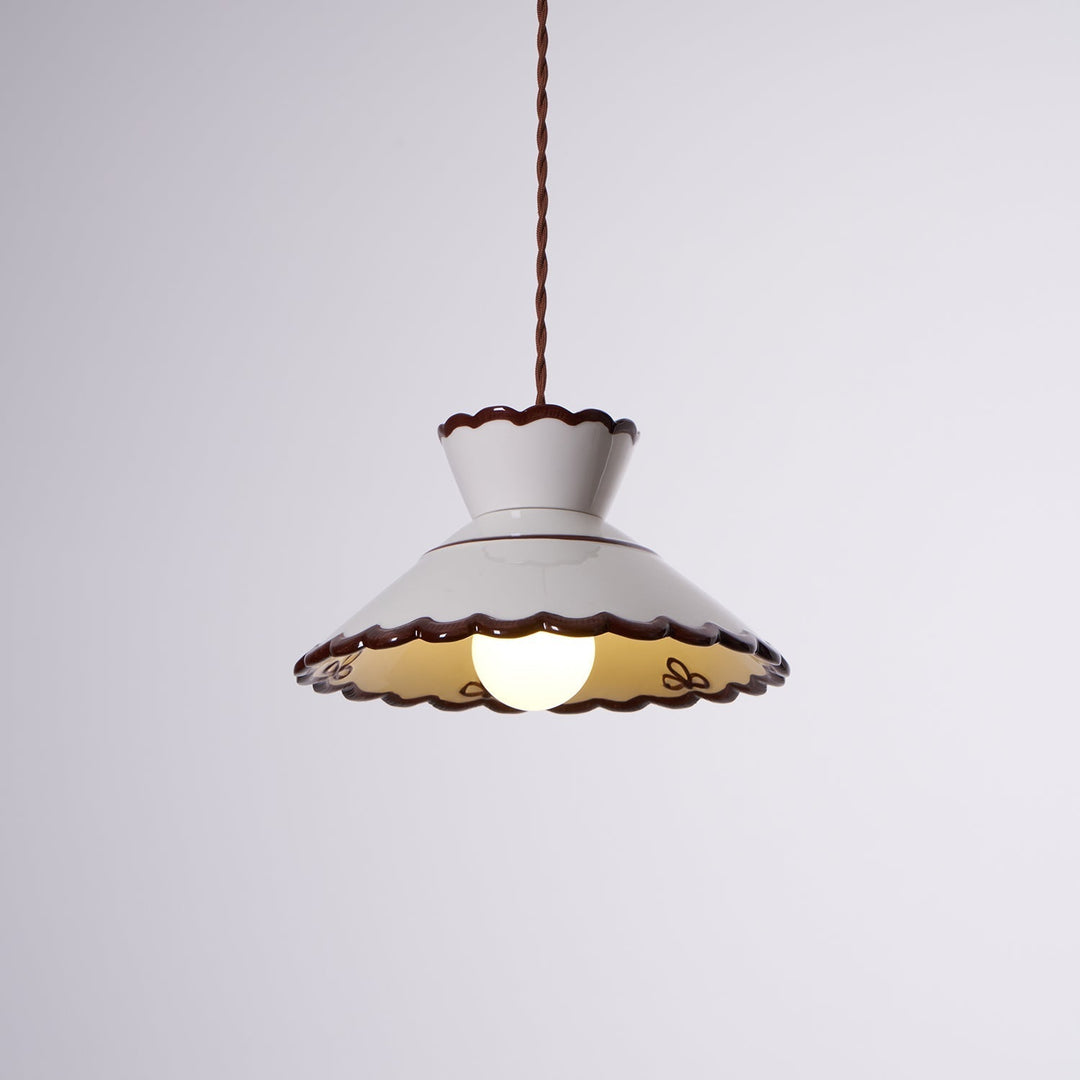 Pendant Light Ceramic 9.6 in Cream Vintage Dining Room Kitchen Island Hanging Ceiling Lamp | Kalsten