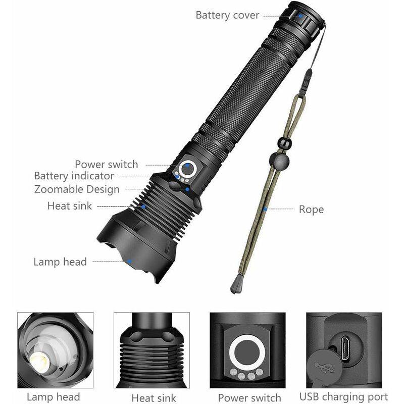 Long-Range Rechargeable LED Flashlight Kalsten