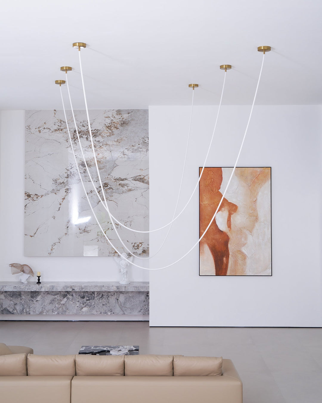 Pendant Light Silicone Integrated LED 78.7 in Gold Ceiling Indoor Modern Dining Kitchen Fixture | Kalsten