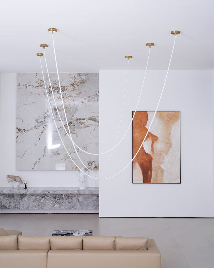 Pendant Light Silicone Integrated LED 78.7 in Gold Ceiling Indoor Modern Dining Kitchen Fixture | Kalsten