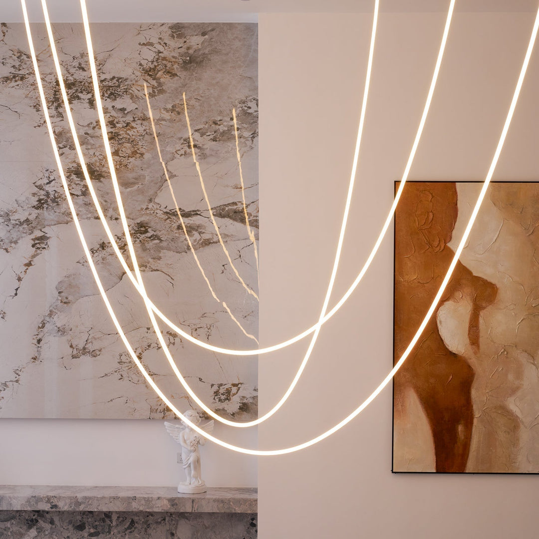 Pendant Light Silicone Integrated LED 78.7 in Gold Ceiling Indoor Modern Dining Kitchen Fixture | Kalsten