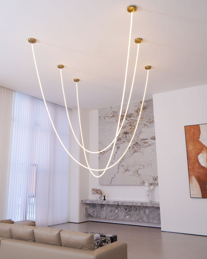 Pendant Light Silicone Integrated LED 78.7 in Gold Ceiling Indoor Modern Dining Kitchen Fixture | Kalsten