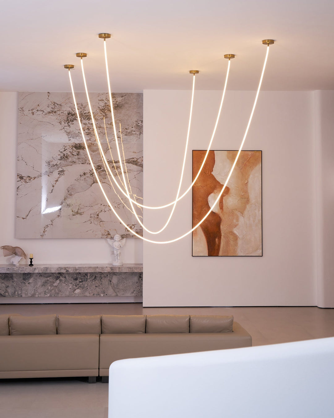 Pendant Light Silicone Integrated LED 78.7 in Gold Ceiling Indoor Modern Dining Kitchen Fixture | Kalsten