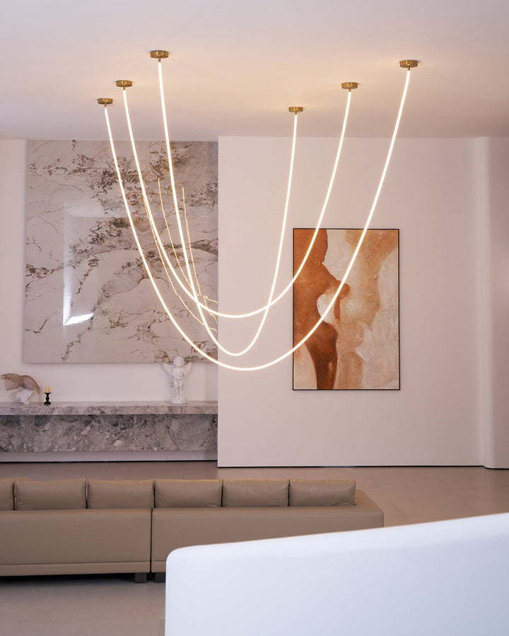 Pendant Light Silicone Integrated LED 78.7 in Gold Ceiling Indoor Modern Dining Kitchen Fixture | Kalsten