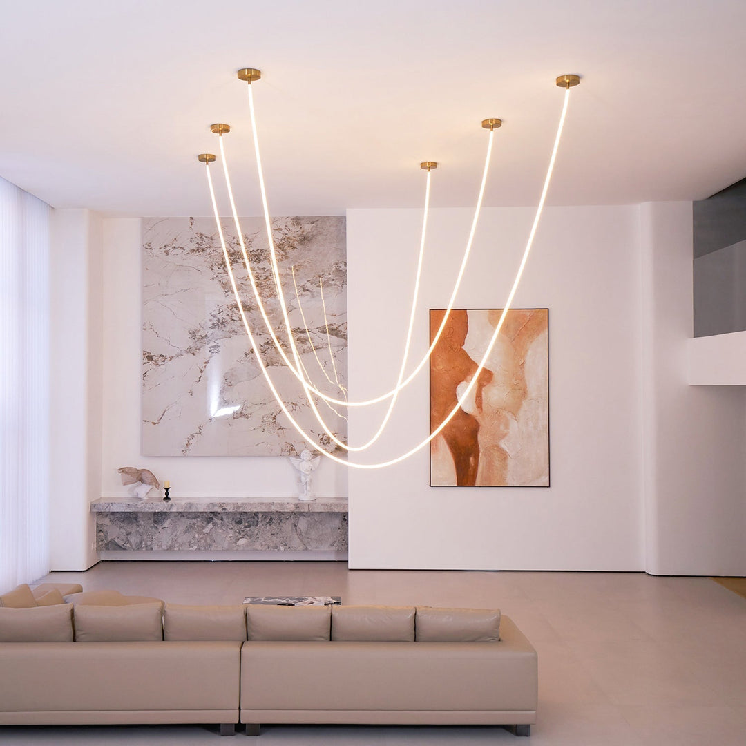 Pendant Light Silicone Integrated LED 78.7 in Gold Ceiling Indoor Modern Dining Kitchen Fixture | Kalsten