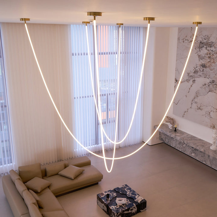 Pendant Light Silicone Integrated LED 78.7 in Gold Ceiling Indoor Modern Dining Kitchen Fixture | Kalsten