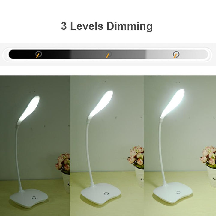Flexible 14 LED Stand Desk Lamp Modern Touch Switch 3 Modes Dimmer USB Rechargeable Reading Study Light Table Lamp for Bedroom | Kalsten
